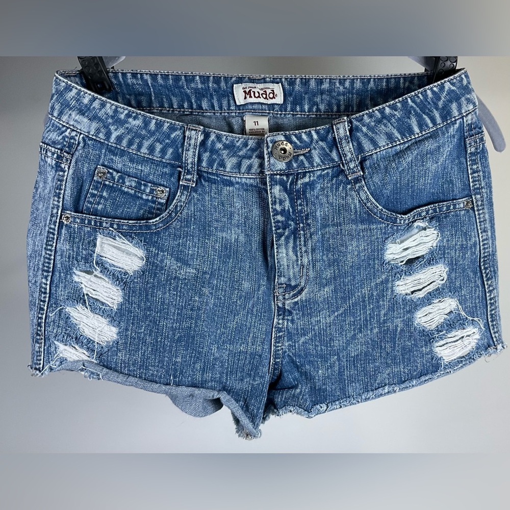 Mudd Distressed Frayed Denim Shorts Juniors